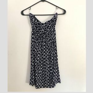 Strapless Tart Navy and White Mini Dress
